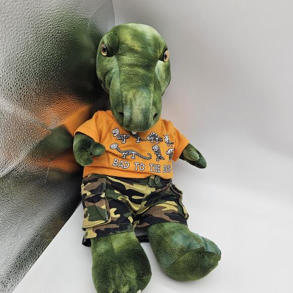 Build-A-Bear Workshop Other - Build-A-Bear Workshop T-Rex Dinosaur Plush 16" Camo Shorts Shirt Bad To The Bone